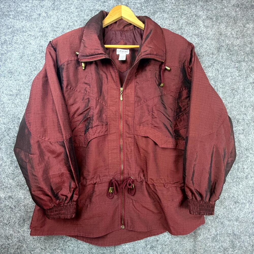 Vintage Lavon By Cheerful Corp Jacket Womens Large Maroon 90s Sporty Chic Autumn